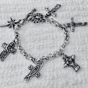 Sterling Silver Cross Charm Bracelet
